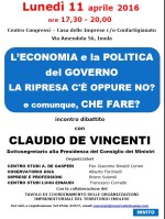 L’Economia e la Politica del Governo con il Sottosegretario Claudio De Vinventi
